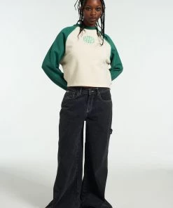 The Ragged Priest Ragged Green & White Raglan Sweater