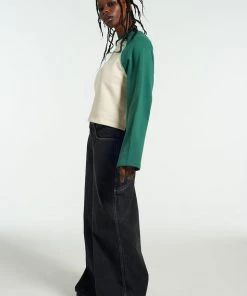 The Ragged Priest Ragged Green & White Raglan Sweater