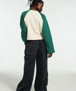 The Ragged Priest Ragged Green & White Raglan Sweater