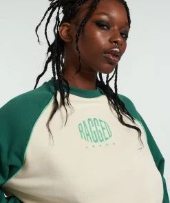 The Ragged Priest Ragged Green & White Raglan Sweater