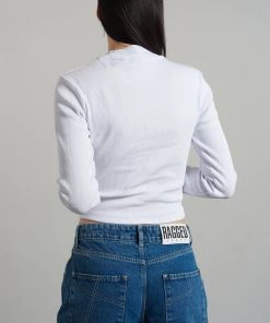 The Ragged Priest Ragged White Ribbed Long Sleeve Tee